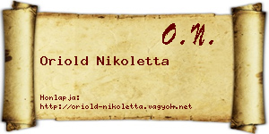 Oriold Nikoletta névjegykártya